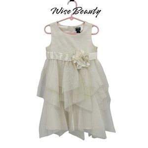 Old Navy Girl’s Special Occasion Dress Size 4T Cream Gold Sparkle Tulle Tiered